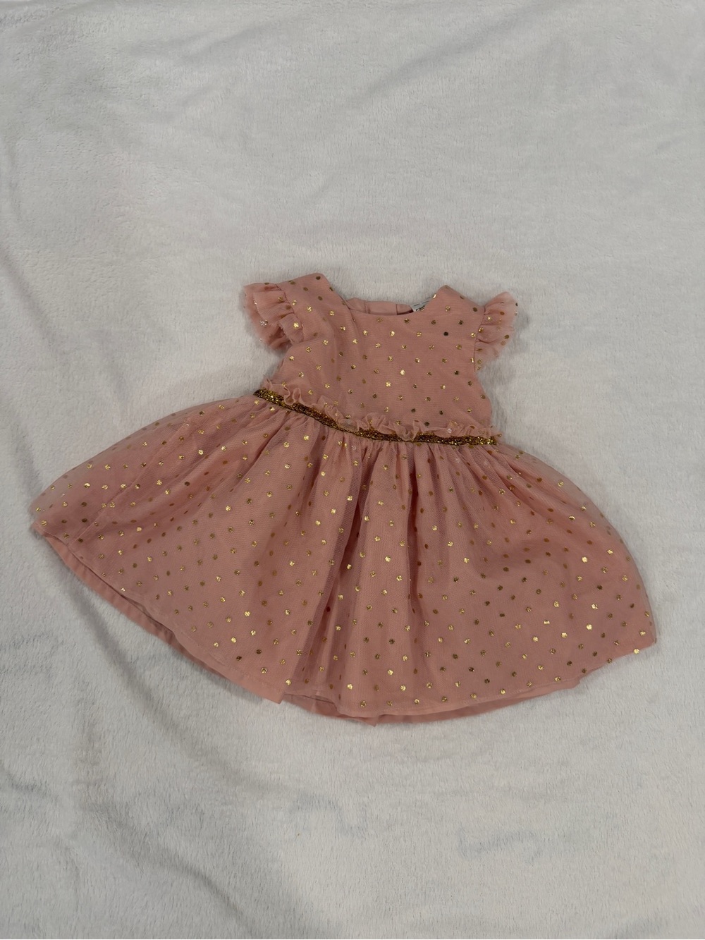 Carter's Pink Tulle Dress with Gold Dot Accents